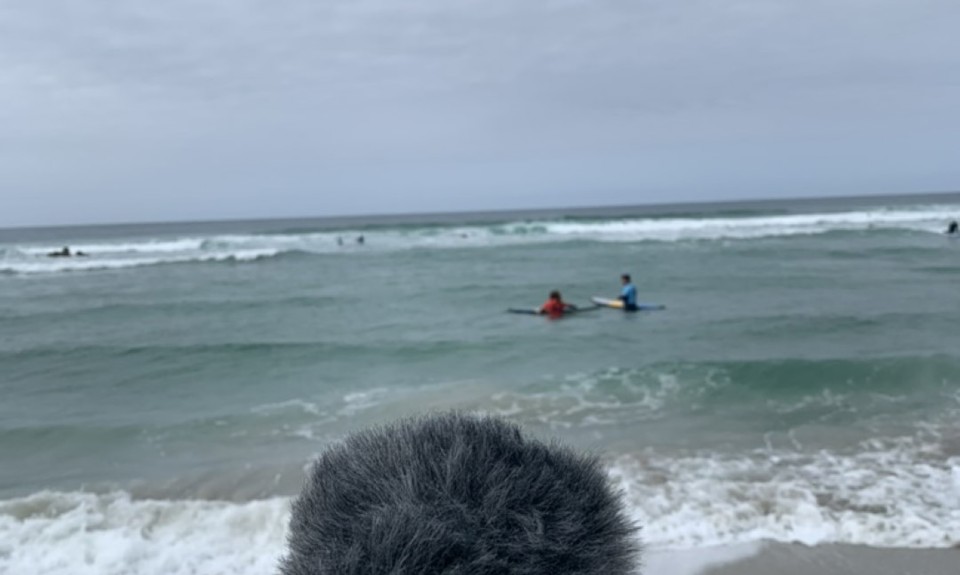 Camera filming surfers