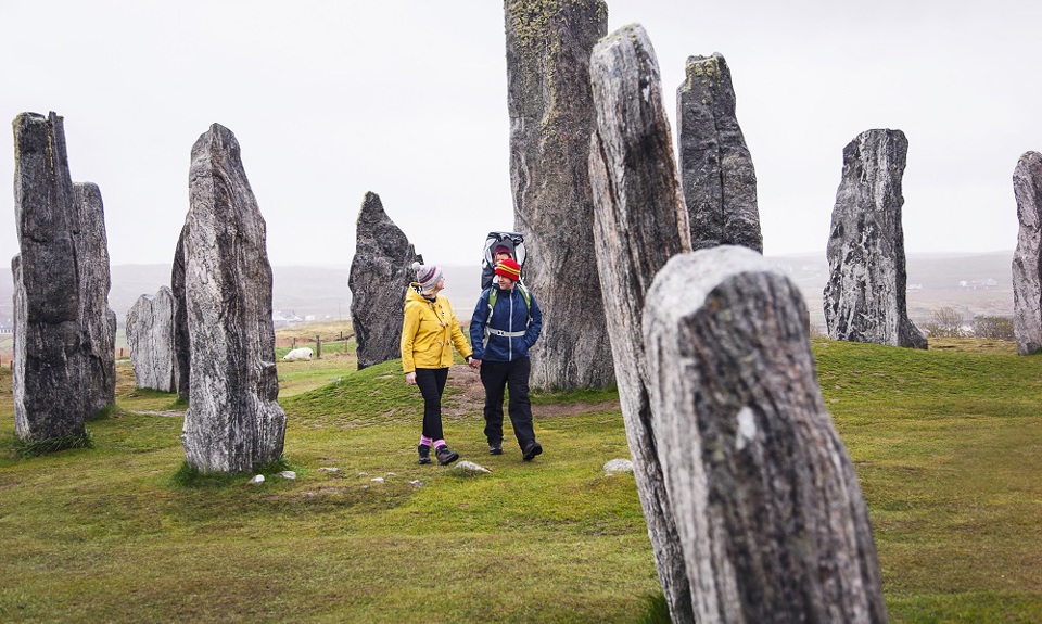 Family walk on Harris