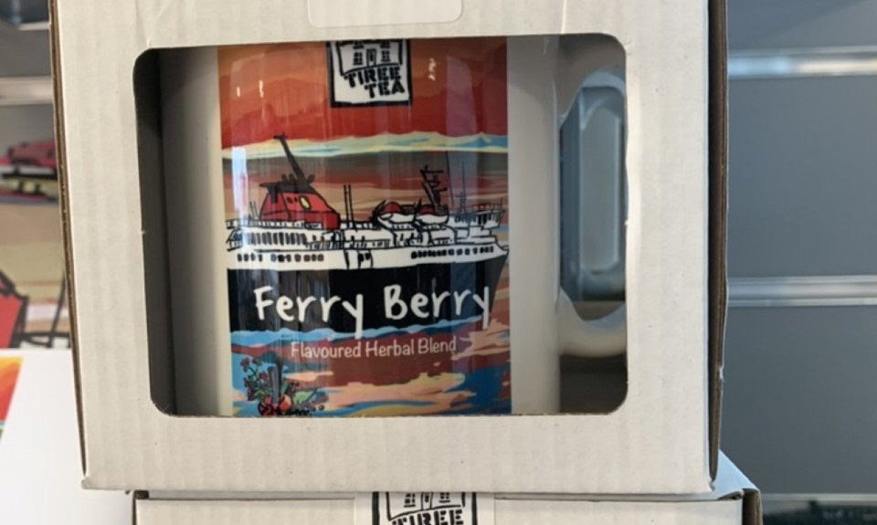 Tiree Tea mug in a white box